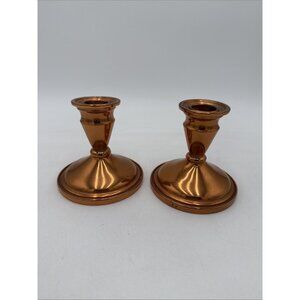 Vintage Coppercraft Guild Copper 2 Taper Candle Holders Candlesticks 4" MCM